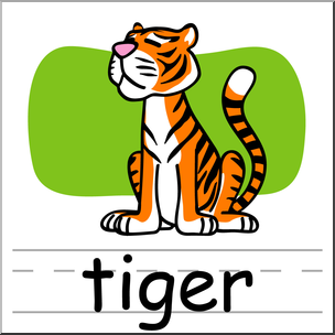 Clip Art: Basic Words: Tiger Color Labeled