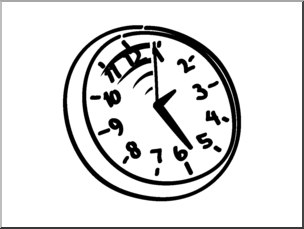 Clip Art: Basic Words: Time B&W Unlabeled