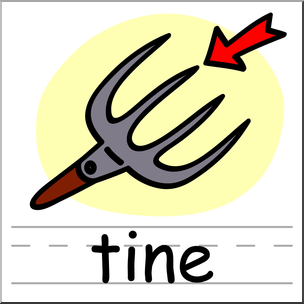 Clip Art: Basic Words: Tine Color Labeled