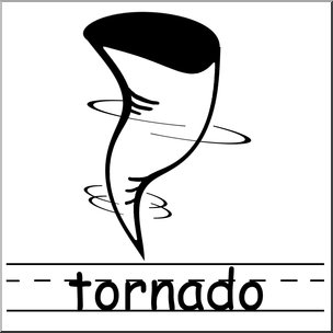 Clip Art: Weather Icons: Tornado B&W Labeled