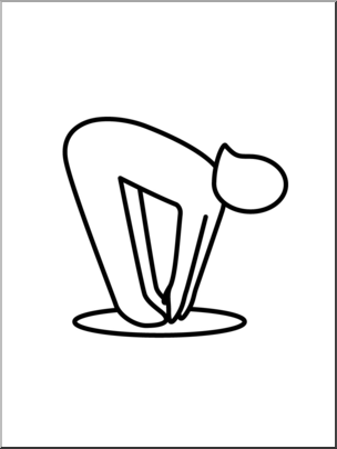 Clip Art: Simple Exercise: Touching Toes B&W