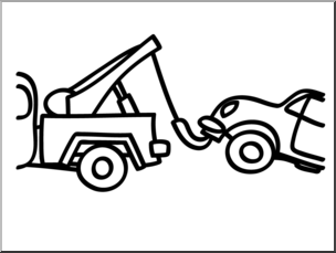 Clip Art: Basic Words: Tow (coloring page)