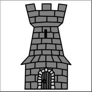 Clip Art: Heraldry: Heraldic Tower Grayscale
