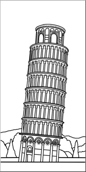 Clip Art: Leaning Tower of Pisa B&W