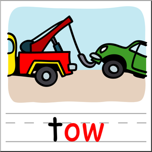 Clip Art: Basic Words: -ow Phonics: Tow Color