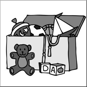 Clip Art: Toy Chest Grayscale