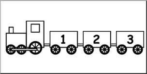 Clip Art: Counting Train B&W Labeled