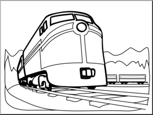 Clip Art: Basic Words: Train B&W Unlabeled