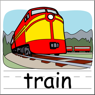 Clip Art: Basic Words: Train Color Labeled