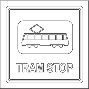 Clip Art: Signs: Tram Stop B&W