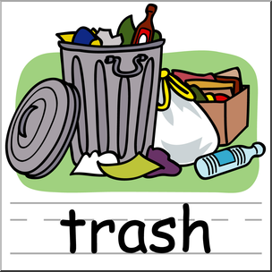 Clip Art: Basic Words: Trash Color Labeled