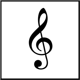 Clip Art: Music Notation: Treble Cleff B&W Unlabeled