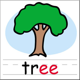 Clip Art: Basic Words: -ee Phonics: Tree Color