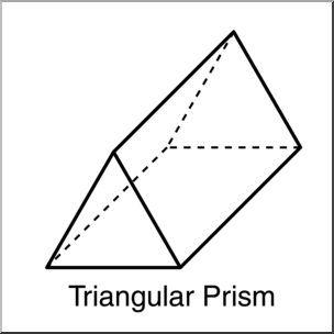 Clip Art: 3D Solids: Triangular Prism B&W Labeled
