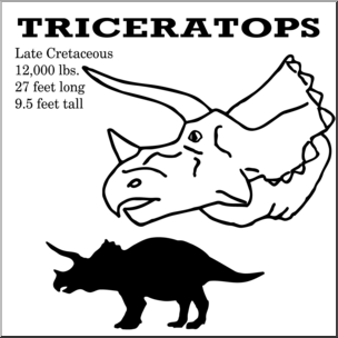 Clip Art: Dinosaurs: Triceratops B&W