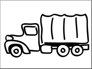 Clip Art: Basic Words: Truck B&W Unlabeled