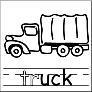Clip Art: Basic Words: -uck Phonics: Truck B&W