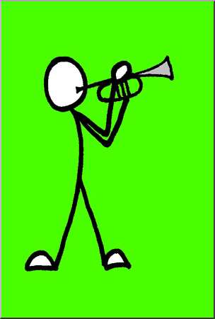 Clip Art: Stick Guy Trumpet Player Color