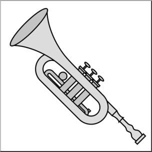 Clip Art: Trumpet Grayscale