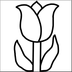 Clip Art: Flower: Tulip B&W