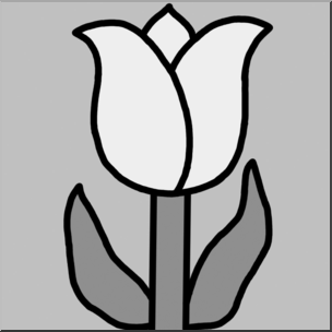 Clip Art: Flower: Tulip Grayscale
