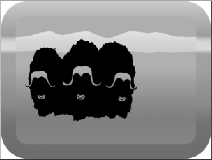 Clip Art: Habitat Button: Tundra Grayscale