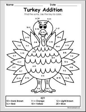 Thanksgiving: Turkey Addition – Coloring Page