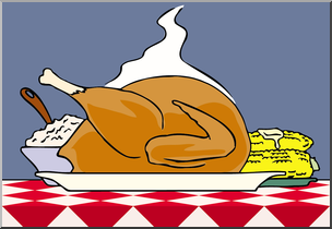 Clip Art: Turkey Dinner Color