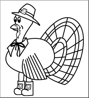 Clip Art: Thanksgiving Turkey B&W