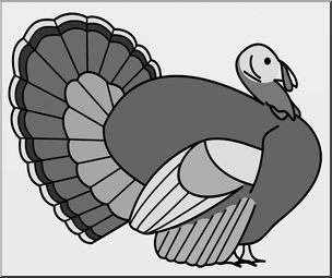 Clip Art: Turkey 2 Grayscale