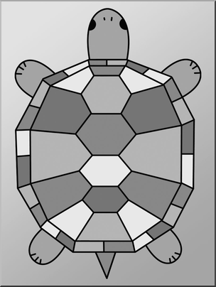 Clip Art: Cartoon Turtle 1 Grayscale