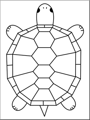 Clip Art: Cartoon Turtle 1 B&W
