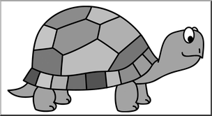 Clip Art: Cartoon Turtle 2 Grayscale