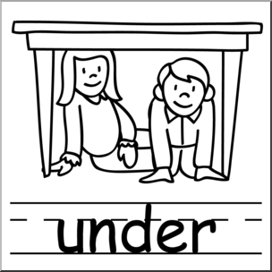 Clip Art: Basic Words: Under B&W Labeled