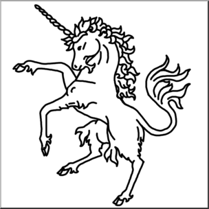 Clip Art: Heraldry: Heraldic Unicorn B&W