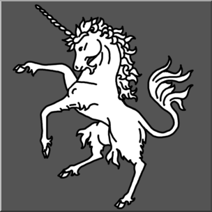 Clip Art: Heraldry: Heraldic Unicorn Grayscale
