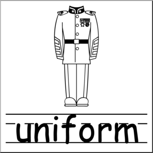 Clip Art: Basic Words: Uniform B&W Labeled