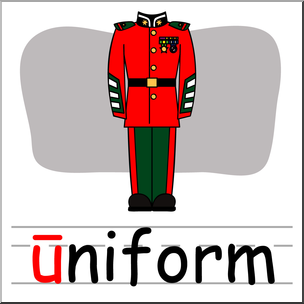 Clip Art: Basic Words: “U” Long Sound Phonics: Uniform Color