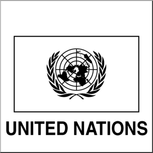 Clip Art: Flags: United Nations (coloring page)