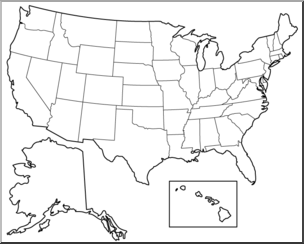 Clip Art: United States Map B&W Blank