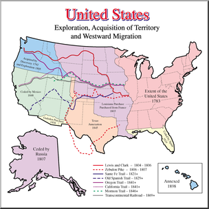 Clip Art: United States History: Exploration, Acquisition and Migration Color