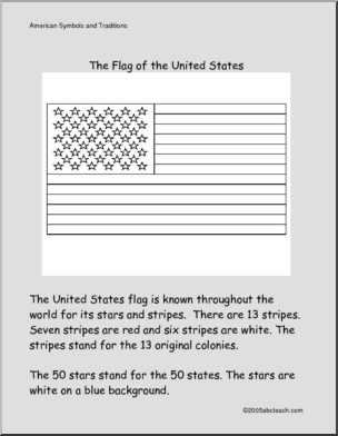 Color and Read: U.S. Symbols – United States Flag (primary)