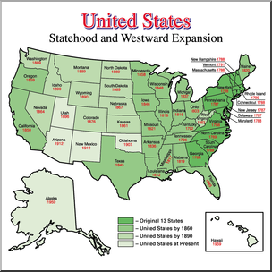 Clip Art: United States History: Statehood and Westward Expansion Color