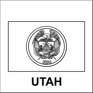 Clip Art: Flags: Utah B&W