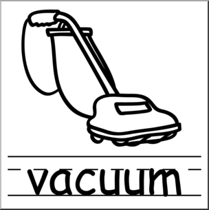 Clip Art: Basic Words: Vacuum B&W Labeled