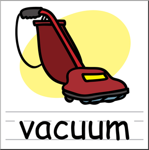 Clip Art: Basic Words: Vacuum Color Labeled