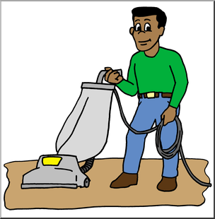 Clip Art: Kids: Chores: Vacuuming Color