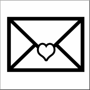 Clip Art: Valentine Envelope B&W
