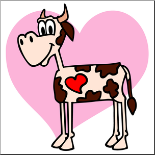 Clip Art: Valentine Cow Color
