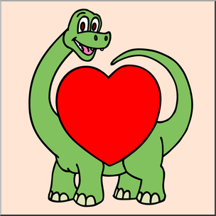 Clip Art: Valentine Dinosaur Color
